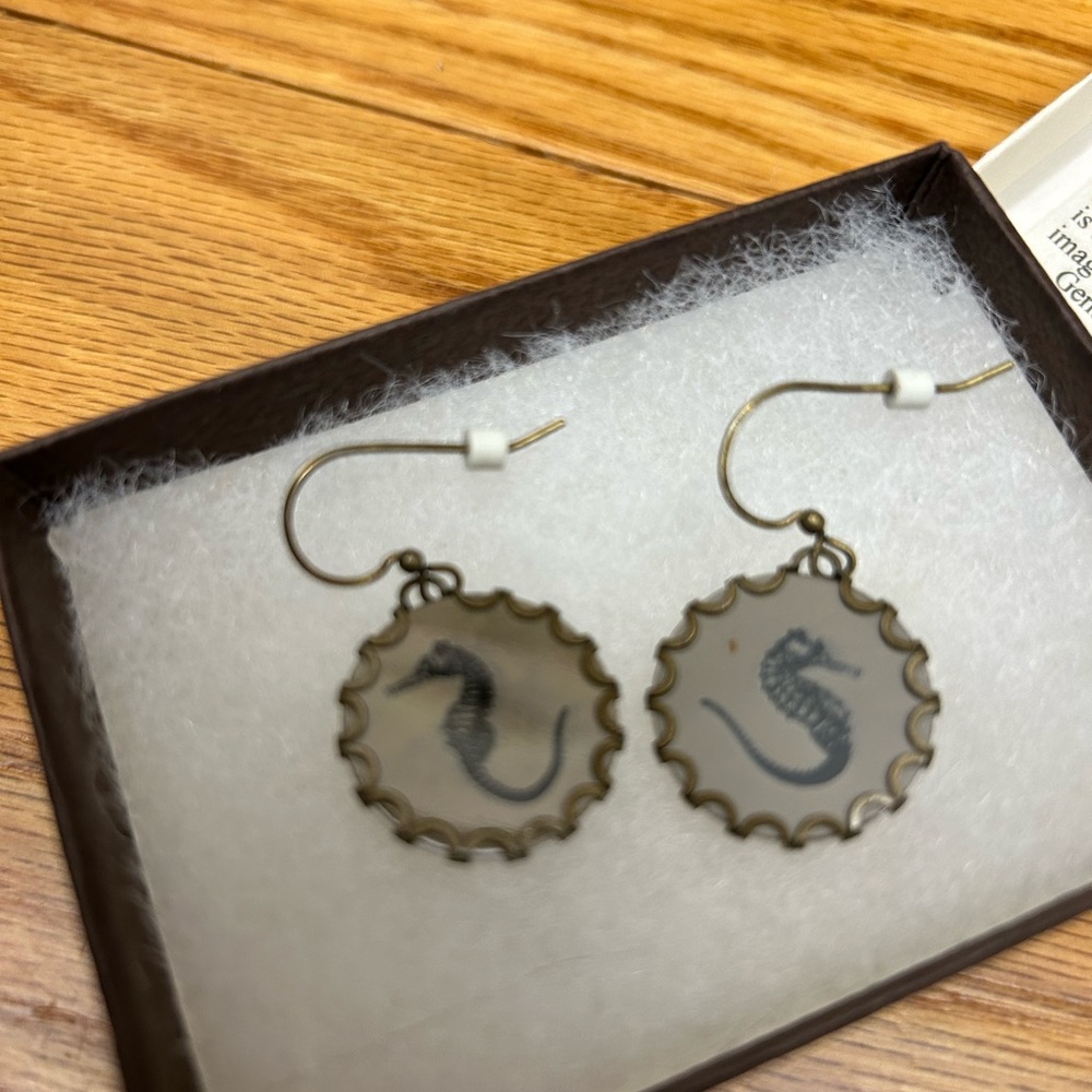 Seahorse Earrings with Bronze Accents
